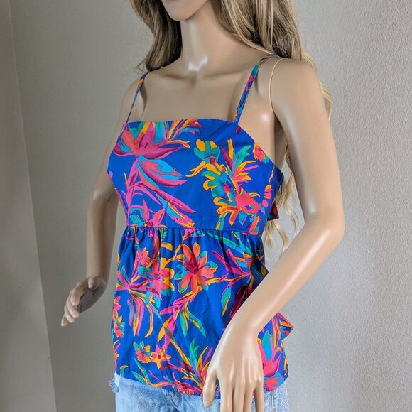 J. Crew Top Size 8 Tropical Floral Tie-back Strappy Flowy Spaghetti Strap #BQ035 - Picture 2 of 16